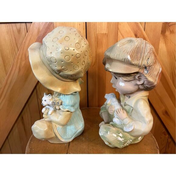 Alice & Andy Chalkware Statues Lawn Ornaments Universal Statuary 1974 - Picture 2 of 14